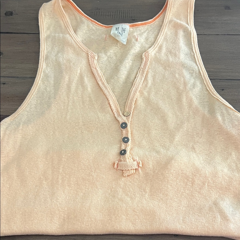 We The Free Peach Terry Henley Tank Top